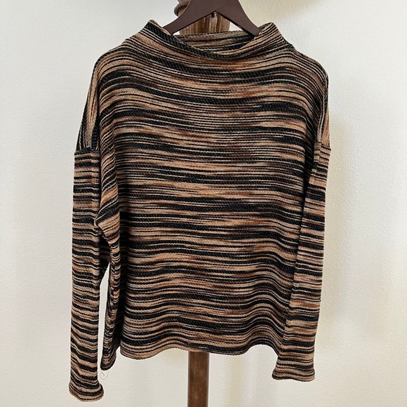 Coldwater Creek Women's Size L Space-Dyed Mock-Neck Drop Shoulder Sweater - Picture 1 of 8